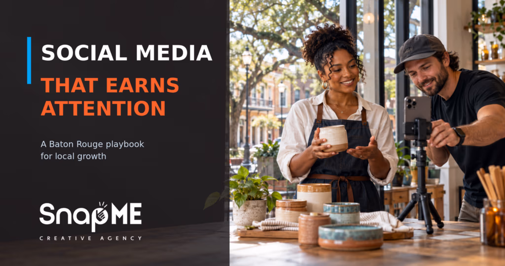 Baton Rouge business owner and content producer creating a short social media video